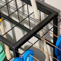 Outsunny 3-Tier Yard Tool Tower Rack, Garden Tool Organizer with Hooks for Long-Handled Rakes, Shovel, Broom, Orange(m-10)