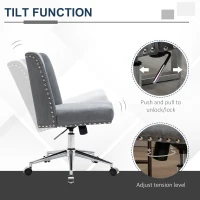 Vinsetto Mid Back Home Office Chair, Task Chair with Tilt, 360° Swivel, Padded Desk Chair with Adjustable Height, Grey(m-5)