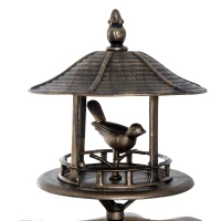 Outsunny 3-in-1 Garden Bird Bath Bowl Pedestal with Bird Feeder, Large Water Basin, Underneath Flower Planter, Bronze(m-8)