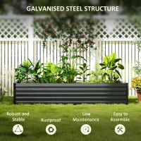 Outsunny 8 x 2.6 x 1.5ft Galvanized Raised Garden Bed, Reinforced Outdoor Planter Box with Open Bottom, Dark Grey(m-5)