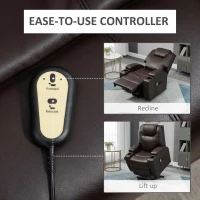 HOMCOM Power Lift Recliner Chair for Elderly, PU Leather Lift Chair with Footrest, Remote Control, Side Pockets and Cup Holders, Reclining Sofa for Living Room, Brown(m-6)