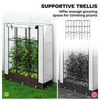 Outsunny Raised Garden Bed Kit with Trellis, Plastic Raised Flower Bed with PE Cover and Zipper Door, 47 x 16 x 50 inch(m-4)