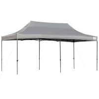 Outsunny 10' x 20' Pop Up Canopy Tent with Sidewalls & Doors, Instant Tents for Parties with Wheeled Carry Bag, Height Adjustable, for Outdoor, Garden, Patio, Gray(m-10)