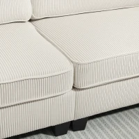 HOMCOM Three Seater Sofa, Fabric 3 Seater Couch with Spring Cushion and Cup Holders for Living Room, Bedroom, Cream White(m-10)
