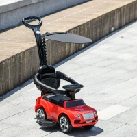 Qaba Bentley Bentayga Licensed Push Car, 3 in 1 Kids Ride on Car Foot to Floor w/ Music Horn, Red(m-8)