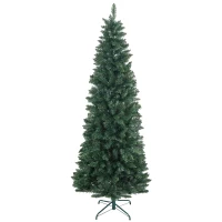 HOMCOM 7ft Tall Pencil Artificial Christmas Tree with 687 Branch Tips with Steel Base, Green(m-11)
