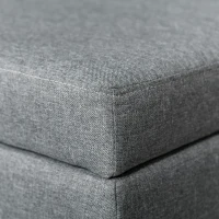 HOMCOM 42" Rectangular Storage Ottoman Bench, Linen Fabric Coffee Table Ottoman with Removable Tray for Living Room, Entryway, or Bedroom, Gray(m-9)