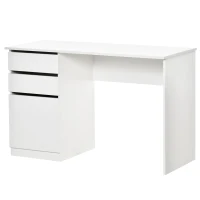 HOMCOM Modern Computer Desk, Home Office Desk for Study, Writing Workstation with Storage Drawer and Cabinet for Living Room, White(m-11)