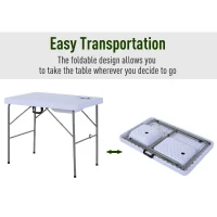 Outsunny 2-in-1 Folding Table with Faucet and Sinks Portable Outdoor Camping BBQ Fishing Table, White(m-9)