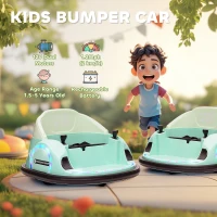 Qaba 12V Electric Ride on Bumper Car for Kids 1.5-5 Years Old, Baby Bumper Car with Remote Control, Green(m-8)