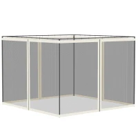 Outsunny Replacement Mosquito Netting for Gazebo 10' x 10' Black Screen Walls for Canopy with Zippers, White(m-11)