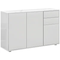 HOMCOM Kitchen Sideboard Storage Cabinet, Modern Coffee Bar with Push-Open Design and 2 Drawers for Living Room, White(m-11)