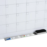 Vinsetto 35"x23" Dry Erase Wall Calendar Glass Whiteboard Monthly Planner for Homeschool Supplies & Home Office Organization with 4 Markers and 1 Eraser,Frameless(m-7)
