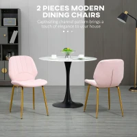 HOMCOM Modern Dining Chairs Set of 2, Upholstered Dining Room Chairs with Backrest, Padded Seat and Steel Legs, Pink(m-4)