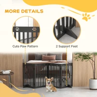 PawHut 80" Extra Wide Freestanding Pet Gate with Support Feet, Black(m-5)