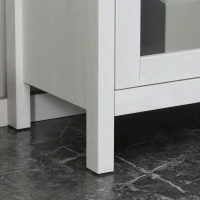 kleankin Modern Bathroom Storage Cabinet, Free Standing Bathroom Cabinet with Double Glass Doors and Adjustable Shelf, White(m-10)