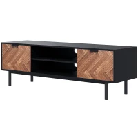HOMCOM Modern TV Stand with Storage for TVs up to 60", Media Console with 2 Cupboards and Open Shelves, TV Unit for Bedroom, Living Room, Black(m-11)