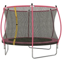 Soozier 10ft Outdoor Trampoline with Net Enclosure, Curved Poles and Safety Pad, ASTM Approved, Pink(m-1)