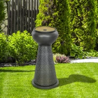 Outsunny 28" Tall Outdoor Water Fountain with LED Lights, Bowl Garden Waterfall Fountain with Adjustable Flow, Outdoor Water Feature with Cut-out Floral Base, Dark Grey and Yellow(m-9)