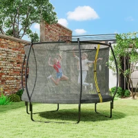 Soozier 10ft Outdoor Trampoline with Net Enclosure, Curved Poles and Safety Pad, ASTM Approved, Black(m-10)