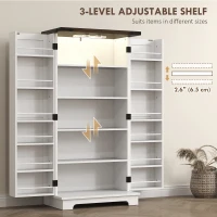 HOMCOM 47" Kitchen Cabinet with Sensing LED Light, Kitchen Pantry Cabinet with Doors, Adjustable Shelves, Door Shelves, White(m-7)