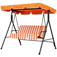 Outsunny 3-Seater Outdoor Porch Swing with Adjustable Canopy, Patio Swing Chair for Garden, Poolside, Backyard, Orange(m-2)