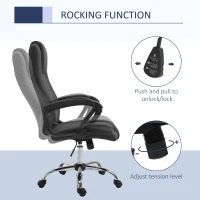 Vinsetto Ergonomic High Back Executive Office Chair, Rocking Swivel Linen Computer Desk Chair with Adjustable Height, Comfort Tilt Function, Padded Armrest, Headrest, Dark Grey(m-6)
