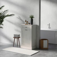 HOMCOM Kitchen Tilt Out Trash Bin Cabinet Free Standing Storage Cabinet with Drawer, Light Gray(m-10)