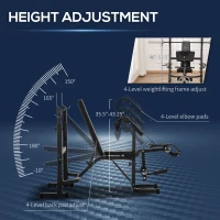 Soozier Weight Bench Stand with Squat Rack, Adjustable Olympic Bench, Multifunctional Arm Curl Pad, Leg Extension, Grey(m-5)