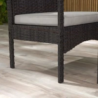 Outsunny 4 Pieces Patio Furniture Set with Loveseat Sofa, Armchairs, Glass Table, Outdoor Wicker Conversation Sofa Set, White(m-10)