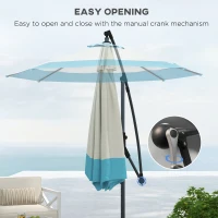 Outsunny 10 FT Cantilever Umbrella, Round Hanging Offset Umbrella with Crank, Tilt and Cross Base for Garden, Backyard, Blue(m-6)