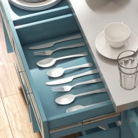 HOMCOM Rolling Kitchen Island with Stainless Steel Top, 2 Drawers, Spice, Knife and Towel Rack and Cabinets, Teal Blue(m-8)