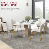 HOMCOM Dining Chairs Set of 4, Modern Accent Chair with Cushioned Backrest, Upholstery for Living Room, Cream White(m-4)