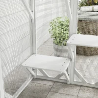 PawHut Catio Outdoor Cat Enclosure with Waterproof Roof, Multi-Level Platforms, Lock, White(m-10)