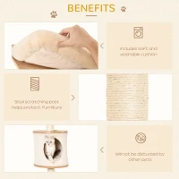 PawHut 4-Level Wall-Mounted Cat Tree Activity Tower, Wall Cat Shelves with Sisal Rope Scratching Posts, Cat Condo and Bed, Light Brown(m-6)