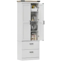 HOMCOM 67" Tall Kitchen Pantry Storage Cabinet, Kitchen Pantry Cabinet with Doors, Drawers and Adjustable Shelves, Cream White(m-11)