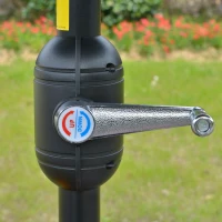 Outsunny 9FT 3 Tiers Patio Umbrella Outdoor Market Umbrella with Crank, Push Button Tilt for Deck, Backyard and Lawn, Dark Blue(m-9)