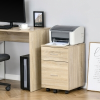 Vinsetto Mobile Filing Cabinet, Vertical File Cabinet with 2 Drawers, Wheels, for Letter or A4 File, Natural