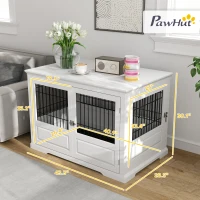 PawHut 43" Dog Crate Furniture with 3 Doors, Removable Tray, for Extra Large Medium Small Dogs, Indoor Use, White(m-3)