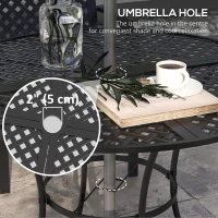 Outsunny 5-Piece Outdoor Dining Set with 4 Stackable Cushioned Armchairs, Patio Furniture Sets with Umbrella Hole Metal Plate Table, for Garden Deck Poolside Lawn Yard, Grey(m-5)