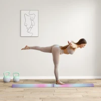 Soozier 7ft Folding Balance Beam, Gymnastics Equipment with Anti-Slip Bottom for Kids Home Training, Multicolour(m-1)