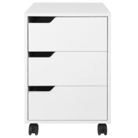 HOMCOM 3 Drawer File Cabinet, Mobile Vertical Filing Cabinet with Wheels, Printer Stand with Storage for Home Office, White(m-11)