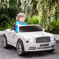 Aosom Bentley Mulsanne 12V Ride on Car, Battery Powered Car with Remote Control, Suspension, Startup Sound, LED Lights, MP3, Horn, Music, Forward and Backward, 2 Motors, White(m-2)