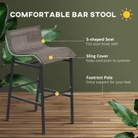 Outsunny 3 Piece Bar Height Outdoor Bistro Set for 2, Round Patio Pub Table 2 Bar Chairs with Comfortable Design & Strong Build, Tan(m-4)