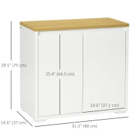 HOMCOM Sideboard Cabinet, Buffet Table with Double Doors and Adjustable Shelf for Living Room, Entryway, White(m-3)