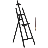 HOMCOM 55" Pine Wood Painting Easel Stand, Adjustable Folding Art Easel, Tilts up to 75° for Adults, Begginners and Students, Black(m-11)