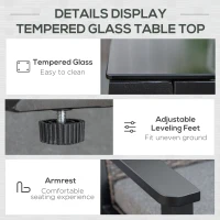 Outsunny 4 Pieces Patio Furniture Set, All Aluminum Frame Outdoor Sofa Set PE Rattan Sofa with 2 Cushioned Sofas, 1 Loveseat and Coffee Table with Tempered Glass Top for Garden, Backyard, Black, Grey(m-6)