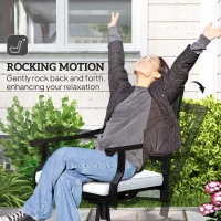 Outsunny Outdoor Patio Chairs Set of 2, Metal Swivel Rocker Chairs with Cushion and Armrests for Backyard, Garden, Patio(m-5)