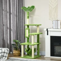 PawHut Cat Tree for Indoor Cats with Hammock, Cat Tower, Green(m-10)