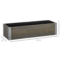 Outsunny 3' x 1' Raised Garden Bed Elevated Wooden Planter Box Outdoor for Backyard, Patio to Grow Vegetables, Herbs, and Flowers, Light Grey(m-3)